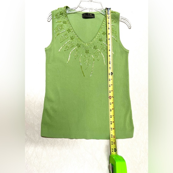 Lime Green Beaded Tank, M.  100% of proceeds to FamilyHeart.org - Picture 3 of 8